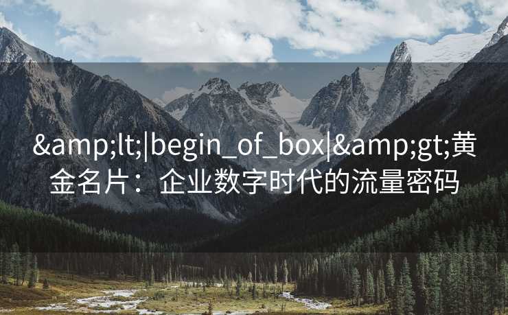 &lt;|begin_of_box|&gt;黄金名片：企业数字时代的流量密码