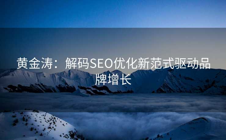 黄金涛:解码SEO优化新范式驱动品牌增长 黄金涛:解码SEO优化新范式驱动品牌增长