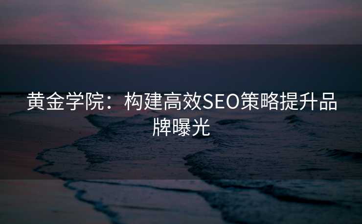 黄金学院:构建高效SEO策略提升品牌曝光 黄金学院:构建高效SEO策略提升品牌曝光