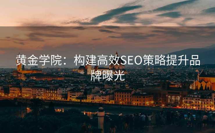 黄金学院:构建高效SEO策略提升品牌曝光 黄金学院:构建高效SEO策略提升品牌曝光