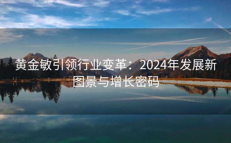 黄金敏引领行业变革:2024年发展新图景与增长密码 黄金敏引领行业变革:2024年发展新图景与增长密码